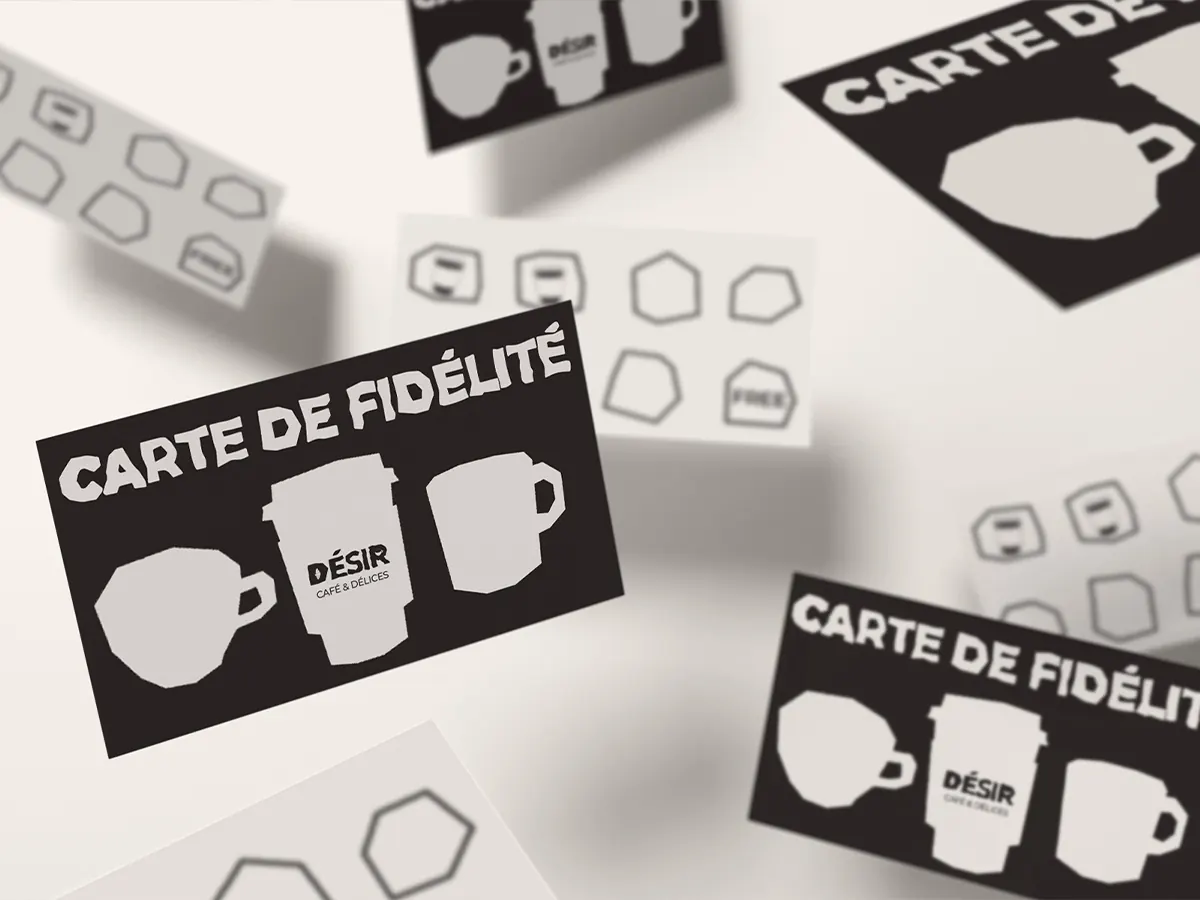Désir — cartes de fidélité noir et blanc