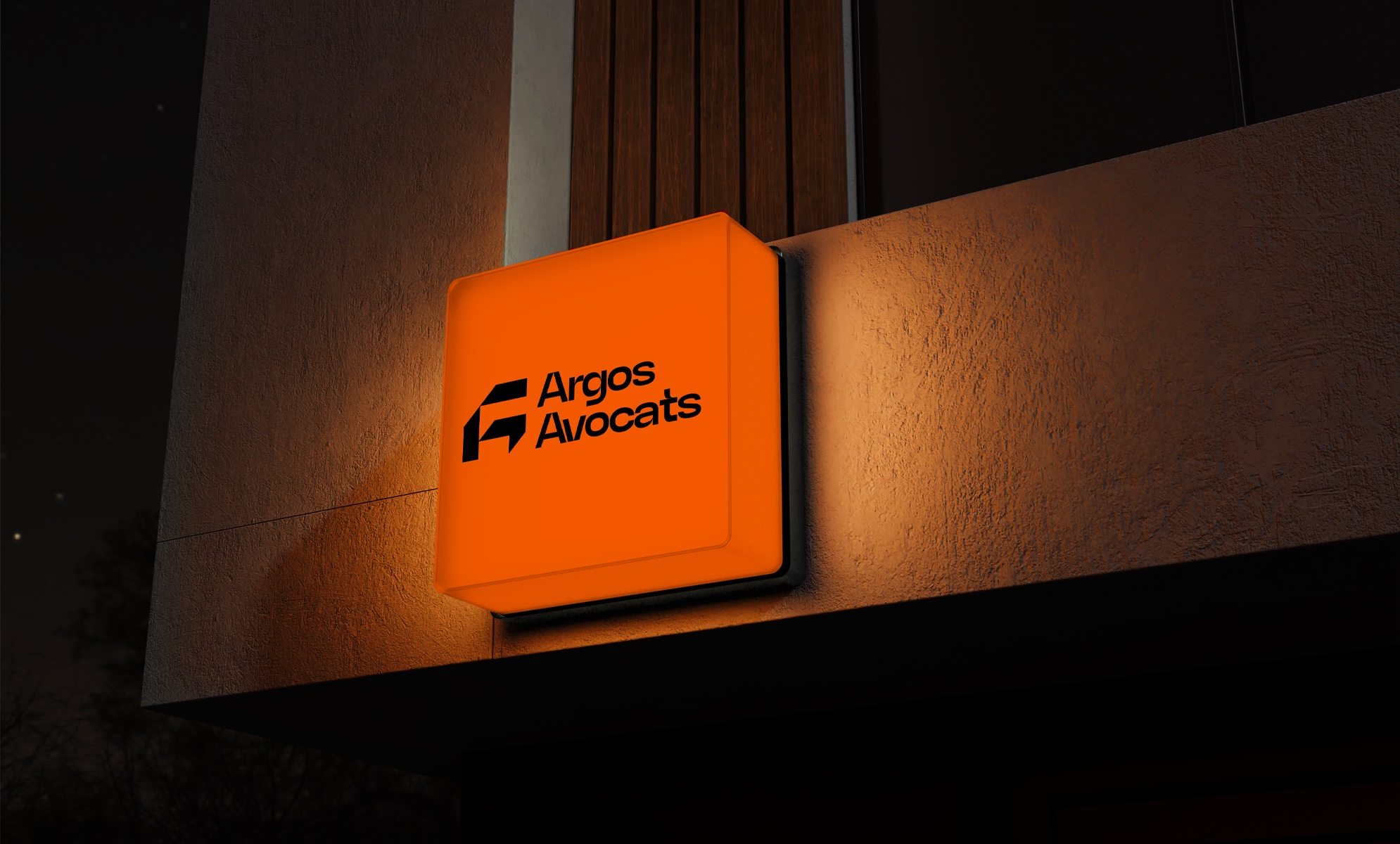 Caisson lumineux Argos sur façade — signalétique extérieure