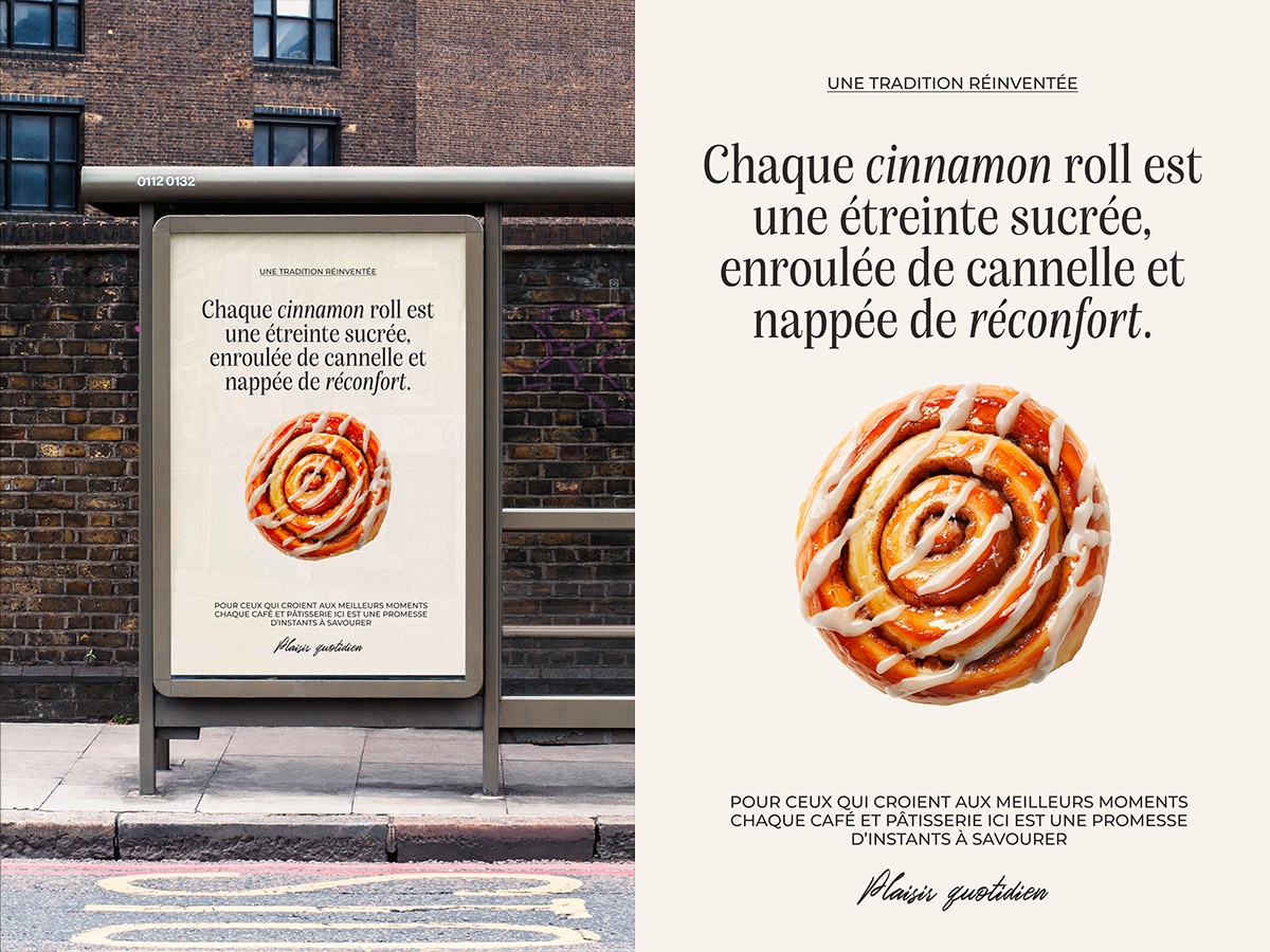 Désir — affichage urbain bus stop cinnamon roll