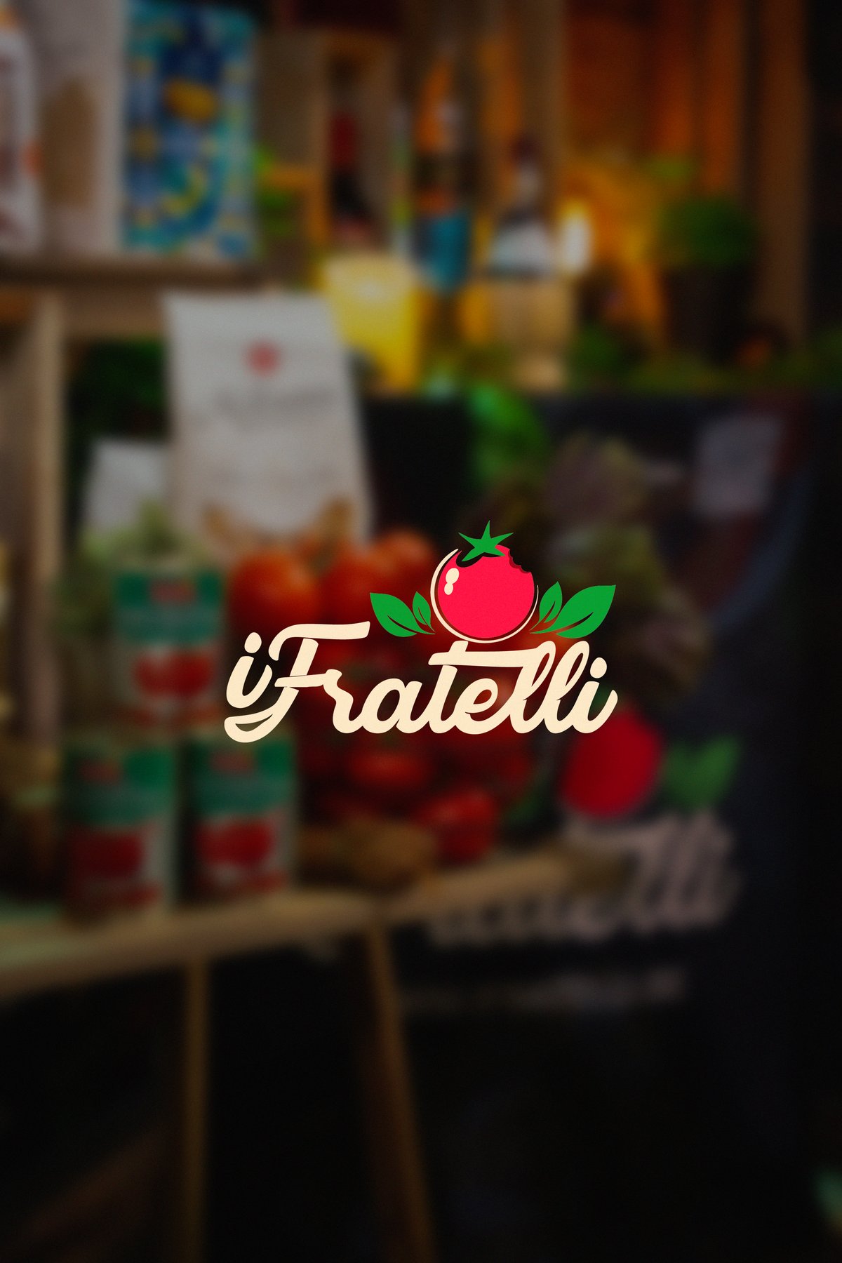Logo iFratelli sur fond shooting cuisine italienne familiale Mons